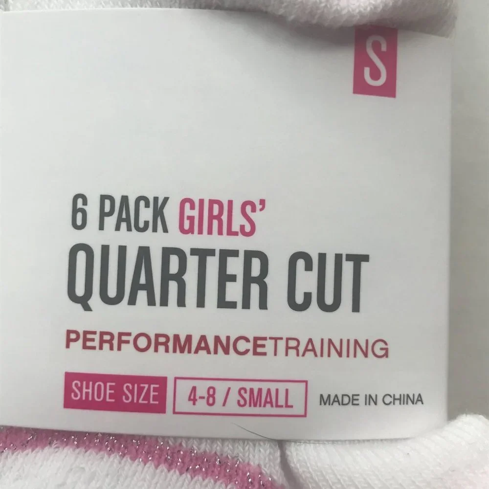 6 Pack Reebok Girl's Quarter Cut Socks White Size Small Shoe 4-8 New